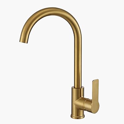 Robinets de cuisine à levier unique en or à arc élevé, robinet mitigeur