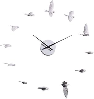 Horloge murale numérique, horloge murale blanche, conception d'oiseau créative, horloge simple et silencieuse