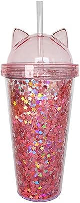 Tasse à eau isotherme double couche yarno avec couvercle en paille étoile scintillante et oreilles. DIAYTAR COTE D'IVOIRE est une boutique en ligne généraliste proposant plus de 300 000 références de produits variés. C'est la boutique en ligne leader en Côte d'Ivoire, offrant une expérience d'achat en ligne pratique et fiable. Elle permet aux clients de faire leurs achats en ligne avec facilité et rapidité.