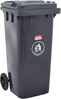 Poubelle en plastique brooks de 120 litres avec roue (gris)