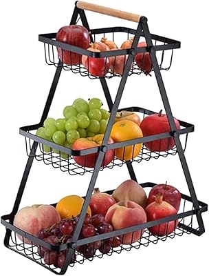 Corbeille à fruits de comptoir en métal à 2 couches, bol à fruits