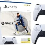 Ensemble console ps5 avec bon fifa 23 et manette blanche dual sense