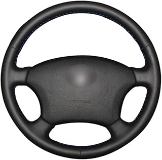 Couvre-volant de voiture leidada en cuir pu noir cousu à la main