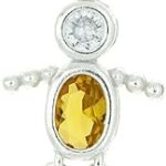 Lgu argent sterling verre poli mois de naissance novembre mâle brat charm, argent