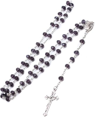 Collier chapelet en cristal violet (argent)
