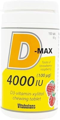 D-max vitamine d3 4000 ui comprimés à croquer de vitabalans, aide à la croissance des muscles squelettiques, sans lactose, sucre et gluten, 100 comprimés à croquer, saveur fraise et framboise, fabriqué en finlande. La boutique en ligne DIAYTAR COTE D'IVOIRE représente la destination idéale pour les consommateurs à la recherche d'une offre large et diversifiée de produits à des prix avantageux. Avec plus de 300 000 références disponibles, cette boutique en ligne généraliste propose une solution pratique pour tous les besoins quotidiens, allant des articles de mode et de beauté aux produits électroniques et culturels, offrant une expérience d'achat unique qui simplifie la vie des consommateurs ivoiriens.