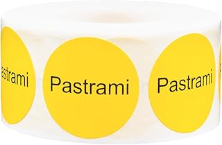 Autocollants circulaires à pois jaunes avec noir et pastrami, taille 1 pouce, total