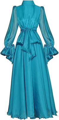 Befour robes longues pour femmes casual col montant noeud robe à manches longues