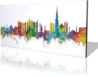 Art mural imprimé sur toile avec un motif abstrait de l'horizon de dubaï