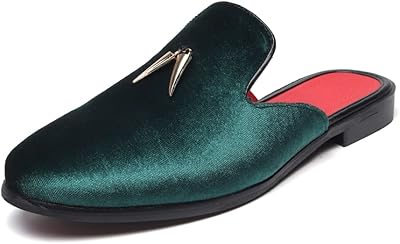 Flql mocassins à enfiler de luxe en velours avec boucle dorée pour homme