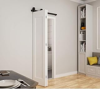 Dehd hardware porte de grange coulissante pliante, taille 37-3/8 pouces, rouleau à dessus