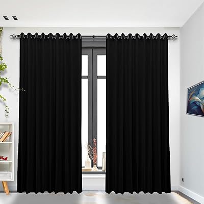 Rideaux en satin 100 % occultants black key pour salon, chambre à coucher