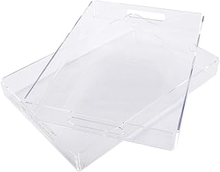 Plateau en acrylique transparent maonam avec poignées, lot de 2, plateau de service