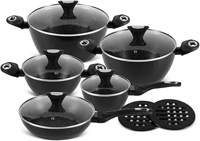 Batterie de cuisine 12 pièces edinburgh black diamond design | marmite sur la cuisinière | marmite profonde en fonte | marmite à beurre | marmite de chambre avec couvercle. DIAYTAR COTE D'IVOIRE est la boutique en ligne de référence en Côte d'Ivoire, proposant une gamme incroyable de produits pour répondre à tous les besoins. De l'électroménager à la téléphonie, en passant par les articles de sport et de loisirs, elle offre tout ce dont vous avez besoin. La boutique propose également des offres spéciales et des promotions régulières.