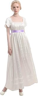 Nocchi regency era robe régence taille haute à volants pour femme, robe