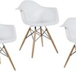 Mahmayi ensemble de meubles 3 pièces blanc fauteuil eiffel avec pieds en bois