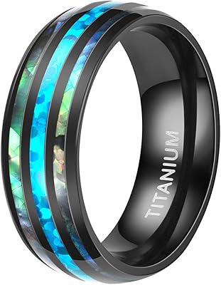 Bague de mariage en titane 8 mm pour hommes et femmes avec motif