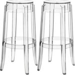 Lani lot de 2 chaises de bureau cocktail transparentes haute hauteur pour bar