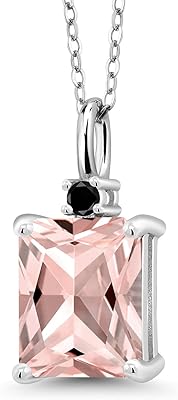 Collier en argent sterling 925 avec diamant simulé pêche noire, 3,23 ct, métal