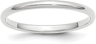 Bracelet de mariage semi-rond en or blanc 14 carats, 2 mm, taille 4,50