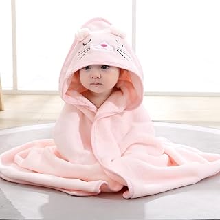 Serviette de bain pour bébé en molleton de corail avec motif de visage