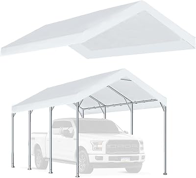 Auvent de garage rutele de 10 x 20 pieds uniquement, bâche supérieure de remplacement pour abri de voiture avec boule en caoutchouc blanc (couvercle supérieur uniquement, cadre non inclus). DIAYTAR COTE D'IVOIRE est la boutique en ligne la plus complète de Côte d'Ivoire, avec plus de 300 000 articles à découvrir. Que vous cherchiez des produits high-tech, des vêtements, ou encore des accessoires pour la maison, DIAYTAR a tout ce qu'il vous faut. Profitez d'une navigation intuitive et sécurisée pour faire vos achats en ligne.