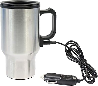 Tasse chauffe-café électrique en acier inoxydable avec cordon qui se connecte à la voiture,
