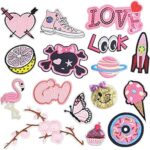 17 pièces de patchs brodés avec des motifs aléatoires assortis qui peuvent être