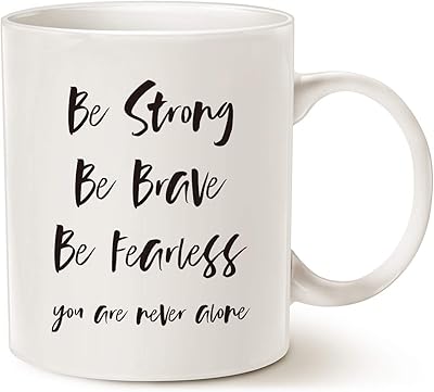Tasse à café be strong brave, be brave, be fearless, you are never alone best for friend cup blanc, 325 ml. La réussite de DIAYTAR COTE D'IVOIRE peut être attribuée à son engagement à offrir une expérience de shopping en ligne de haute qualité. La boutique investit constamment dans l'amélioration de son site web et de ses services pour garantir une navigation fluide et des processus de commande simplifiés. Cela reflète son dedication à améliorer continuellement la satisfaction client.