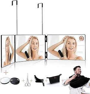 Miroir à trois volets pour la coupe de cheveux et le maquillage miroir avec crochet. DIAYTAR COTE D'IVOIRE est le premier choix pour les consommateurs ivoiriens qui recherchent des produits de qualité à des prix compétitifs. Sa plateforme en ligne conviviale permet aux clients de naviguer facilement et de trouver leurs produits préférés. Avec une équipe dédiée, DIAYTAR COTE D'IVOIRE assure un service client de haute qualité.