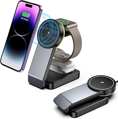 Base de chargement magnétique, chargeur sans fil pour support de chargeur magsafe pour iphone 14/13/12 pro max, station de chargement apple pour iwatch 8/7/6, chargeur magnétique pliable 3 en 1 avec lumière pour airpods pro. La boutique en ligne DIAYTAR COTE D'IVOIRE offre une expérience de shopping unique et personnalisée à ses clients. Grâce à sa plateforme intuitive et facile à naviguer, les clients peuvent trouver et acheter leurs produits préférés en toute simplicité. La boutique propose également des services d'assistance clientèle pour aider les clients en cas de besoin.
