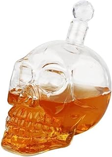 Bouteille de boisson en verre motif crâne, 350 ml, transparent