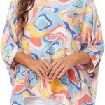 Ckikiou chemisier d'été ample en mousseline de soie à imprimé floral pour femme
