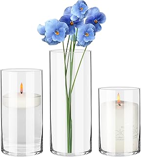 Bigvaca lot de 3 vases cylindriques en verre transparent, 6, 8, 10 pouces, bougeoir cylindrique en verre, vases à plantes et à fleurs en verre pour centres de table, décoration de la maison et fête de mariage. (largeur : 4 pieds). DIAYTAR COTE D'IVOIRE est une boutique en ligne généraliste qui offre plus de 300 000 références de produits. Avec sa large gamme de choix, cela facilite aux clients de trouver tout ce dont ils ont besoin sous un même toit. C'est l'une des boutiques en ligne les plus populaires en Côte d'Ivoire.