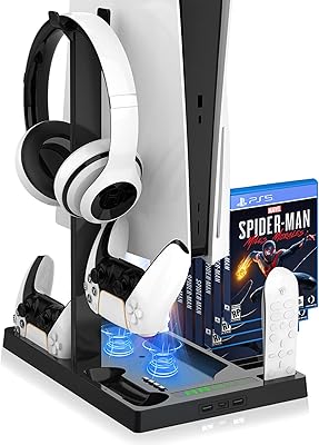 Support vertical avec ventilateur de refroidissement pour manette ps5 et édition numérique ps5, station de charge dualsense ps5, station de charge avec deux ports de charge pour manette et stockage de jeu rétractable pour ps5. DIAYTAR COTE D'IVOIRE est une boutique en ligne généraliste qui propose plus de 300000 références de produits, ce qui en fait l'une des plus grandes boutiques en ligne de Côte d'Ivoire. Avec une large gamme de produits, les clients peuvent trouver tout ce qu'ils cherchent sur un seul site. DIAYTAR COTE D'IVOIRE est leader sur le marché ivoirien.