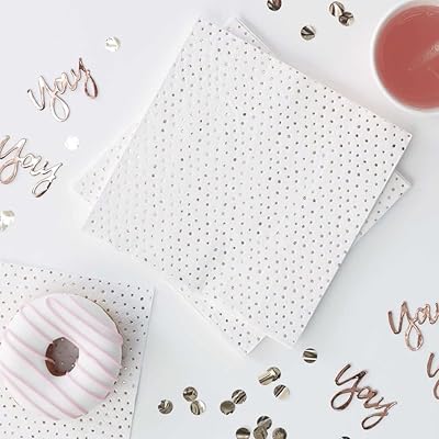 Ensemble de 16 serviettes de table à pois doré rose ginger ray, rose