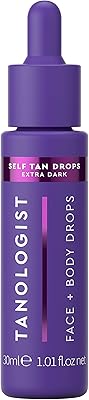 Gouttes tanologist, extra dark (30 ml) gouttes autobronzantes hydratantes, ingrédients naturels et végétaliens