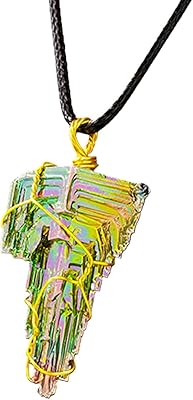 Collier pendentif en bismuth | colliers en cristal de minerai de bismuth naturel