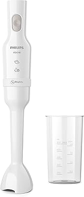 Mélangeur plongeant philips promix series 3000, moteur 400 w, tasse incluse, blanc, plastique
