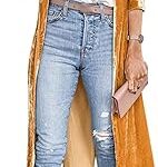 Veste cardigan longue en velours pour femme avec col à revers et devant