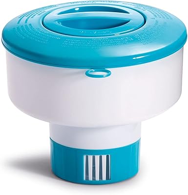 Intex 29041ep, distributeur de produits chimiques flottants de 7 pouces pour piscines, blanc/bleu