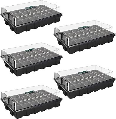 Ingtu lot de 5 plateaux de graines pour la culture de 120 cellules de germination de plantes avec dôme d'humidité et base pour la culture de l'herbe de blé en serre (24 cellules par plateau). DIAYTAR COTE D'IVOIRE, leader de la vente en ligne en Côte d'Ivoire, propose une large sélection de produits avec plus de 300 000 références. Cette boutique en ligne généraliste offre une expérience d'achat unique et pratique pour ses clients. Elle est devenue une destination incontournable pour les consommateurs ivoiriens.