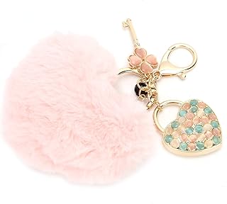 Porte-clés, jolie boule en peluche moelleuse en forme de cœur, douce, mignonne