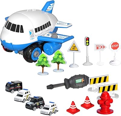 Jouet d'avion cargo jouets à partager voiture de police éducative propulsée par freakton