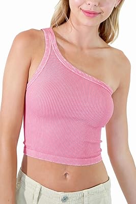 Haut court classique sans couture à une épaule pour femme, taille unique