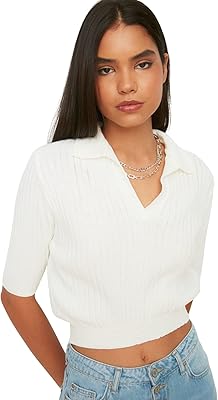 Pull en maille à col polo pour femme