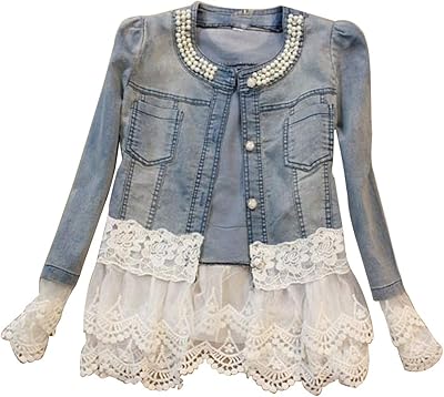 Manteau en denim à manches longues et perles pour femmes, mode décontractée, taille