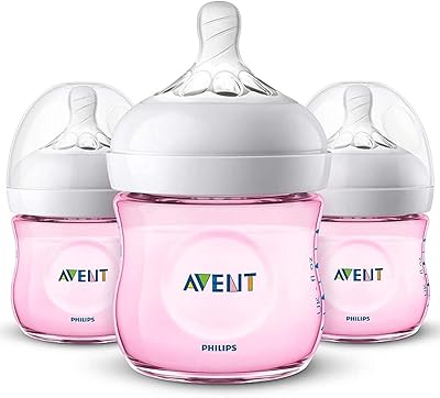 Biberons d'allaitement philips avent, paquet de 3 118 ml (rose)