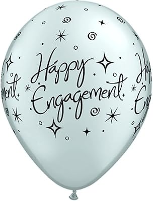 Ballon en latex qualtex engagement happy, 6 pièces, 11", argent