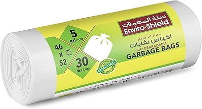 Sac poubelle biodégradable et antibactérien enviro shield de 5 gallons, rouleau de 30